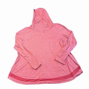 Livi Pink Heathered Lightweight Hooded Long Sleeve Top - Plus Size 22/24